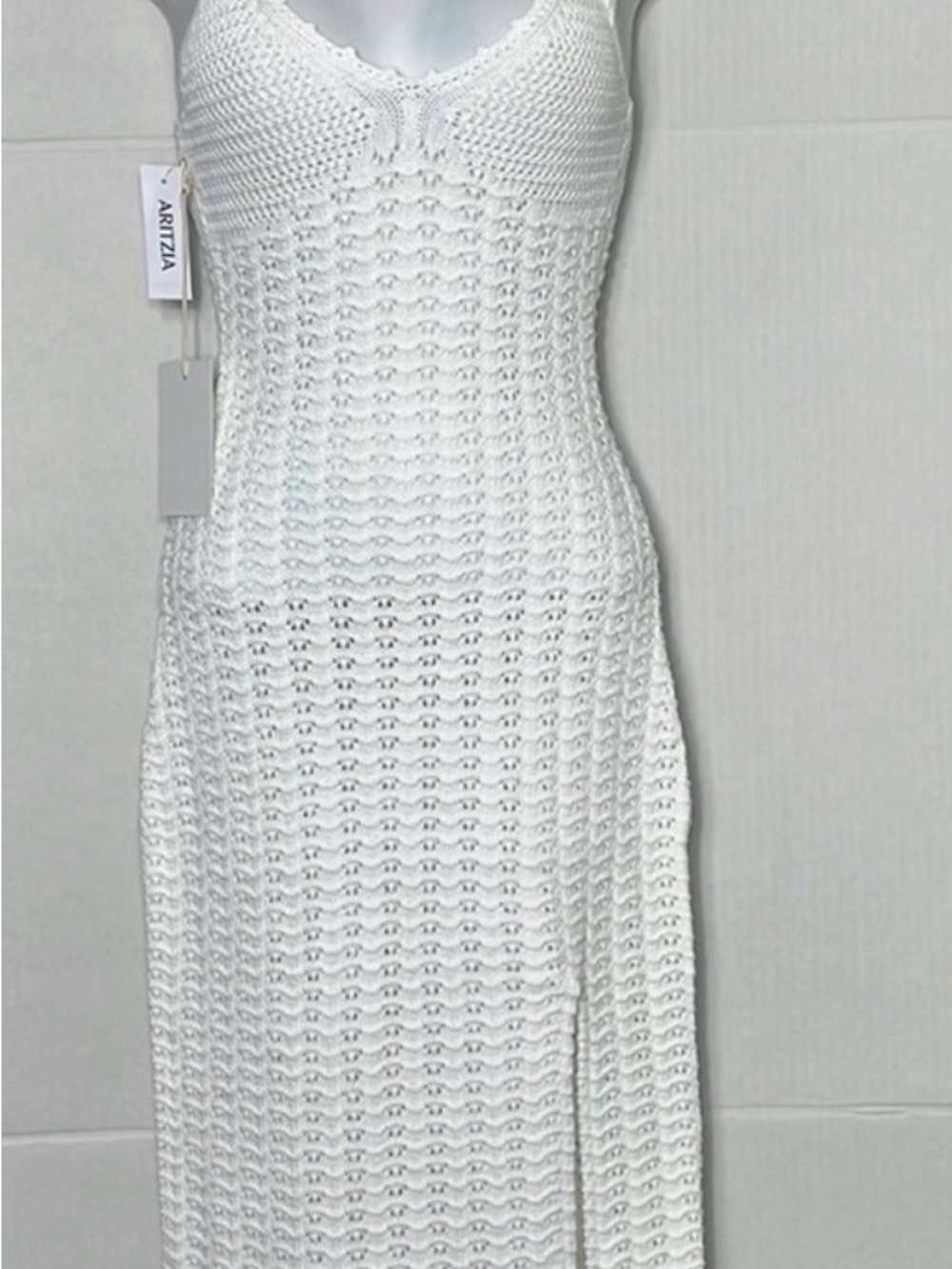 Aritzia Wilfred Evie White Crochet Maxi Dress